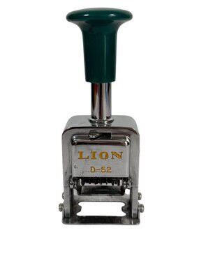 Lion D-52 Numbering Machine Stamp Green Handle Chrome Finish Secretary  Geek